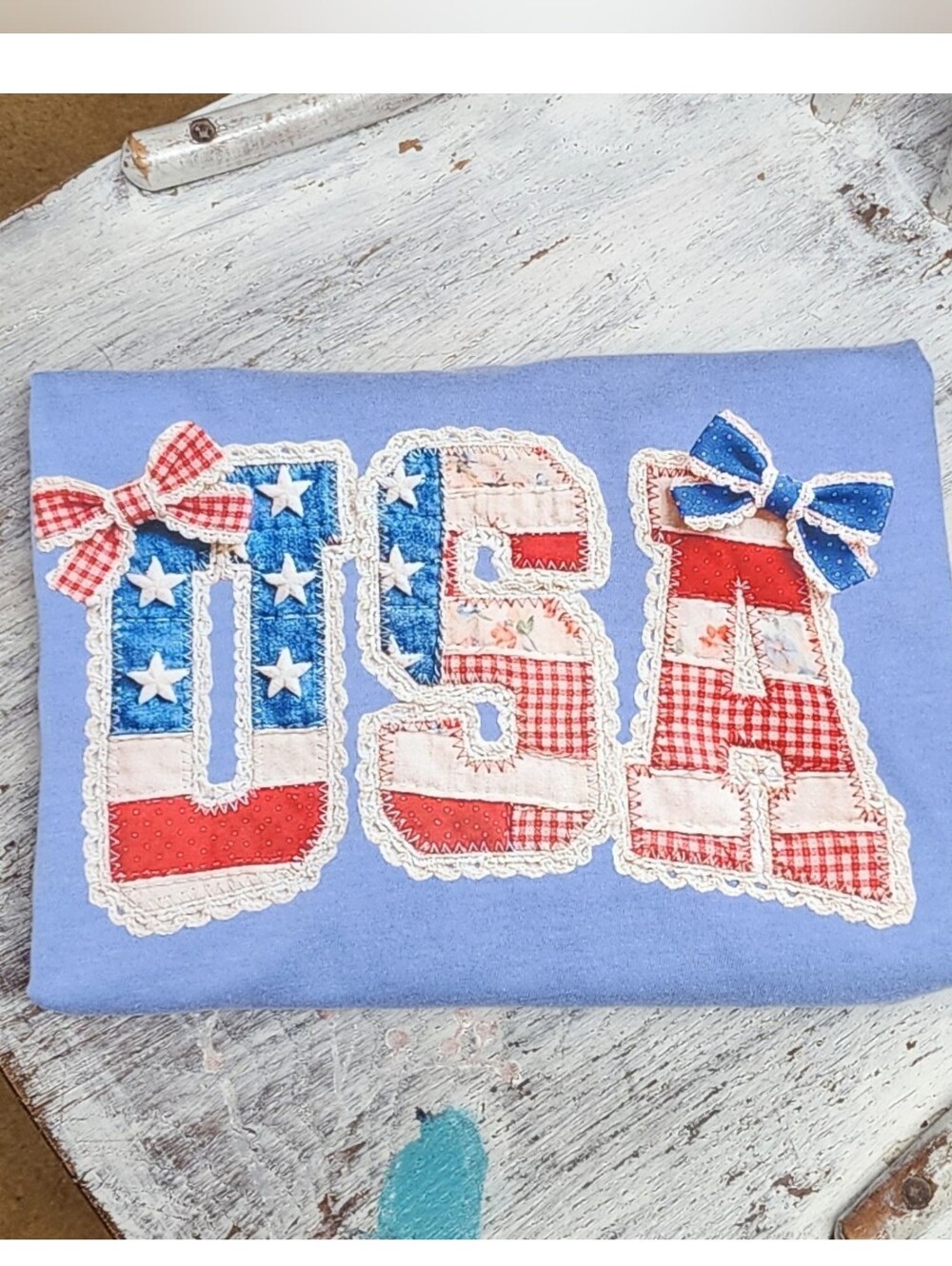 New Comfort Color Faux Quilted USA Tee